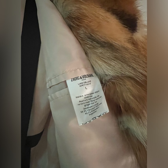 ZADIG & VOLTAIRE Liam Deluxe Real Fox Fur Patchwork Jacket In Beige - Picture 3 of 10
